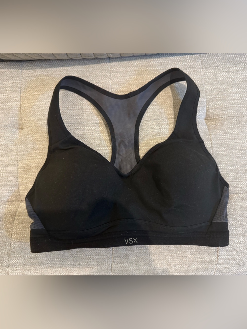 Victoria's Secret Black Racerback Sports Bra with Mesh Panels